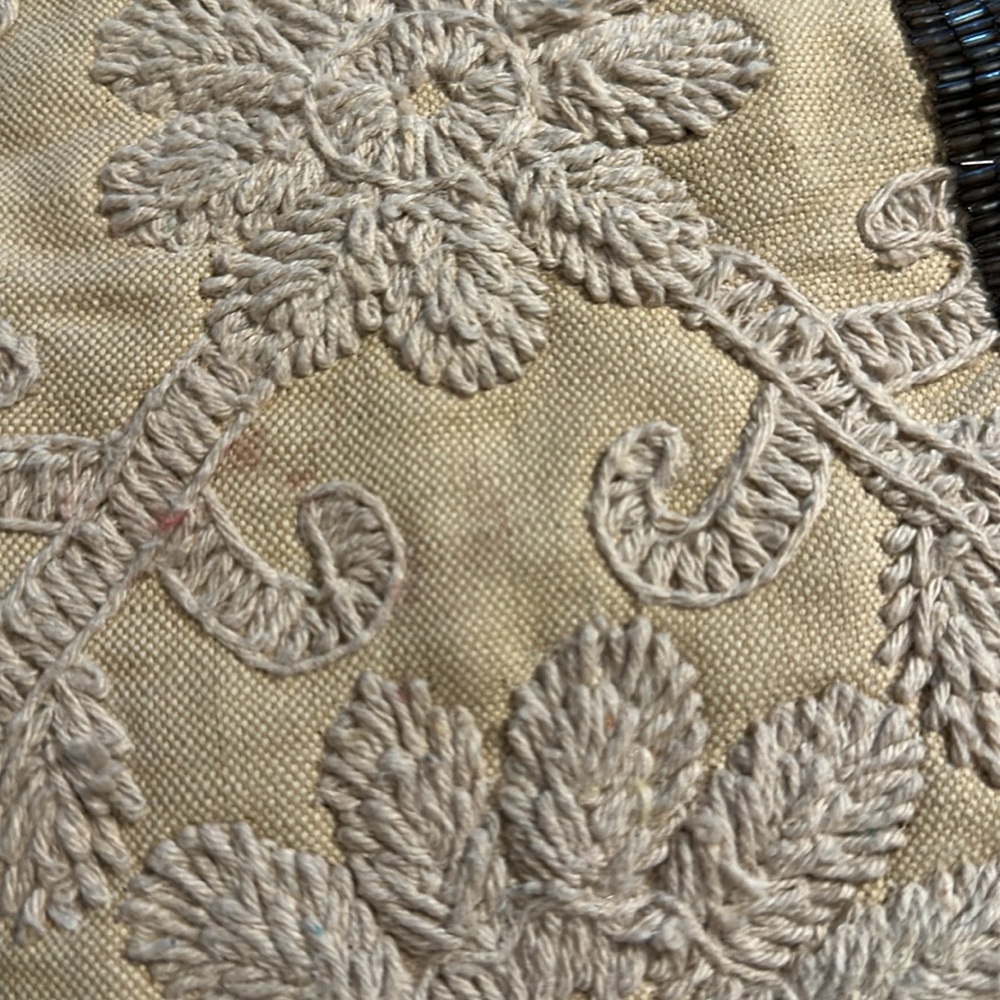 Anthropologie Jasper & Jeera Elegant Cream and Gray Embroidered Beaded Bag - Picture 14 of 14